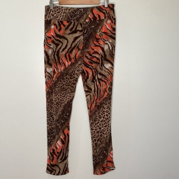 Susha Women Orange Brown Bohemian Animal Print Trouser Pants Size XL - Picture 7 of 11